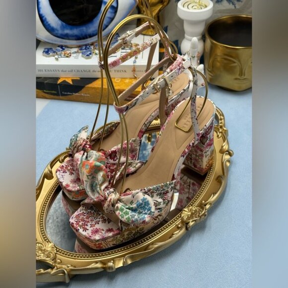 🆕 TED BAKER 🧿 NWOT MADDY Satin Floral Printed Platform Bow Sandals, Sz 6 - Picture 8 of 12